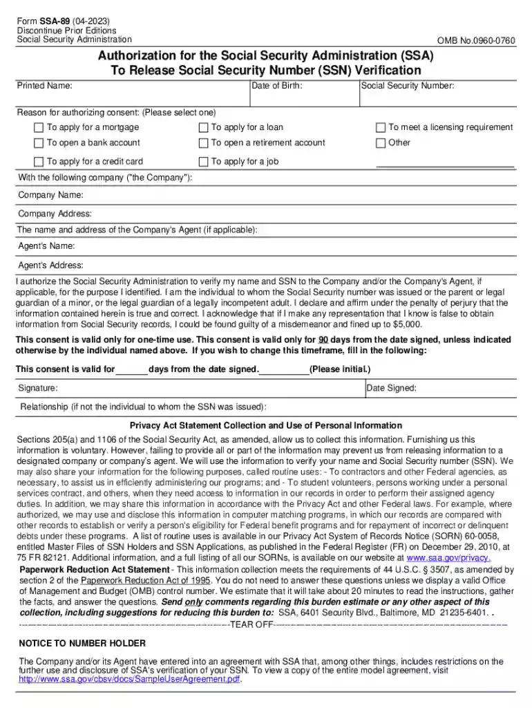 ssa gov forms ssa 89 pdf Preview on Page 1