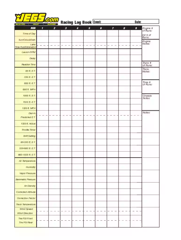 drag racing log book Preview on Page 1