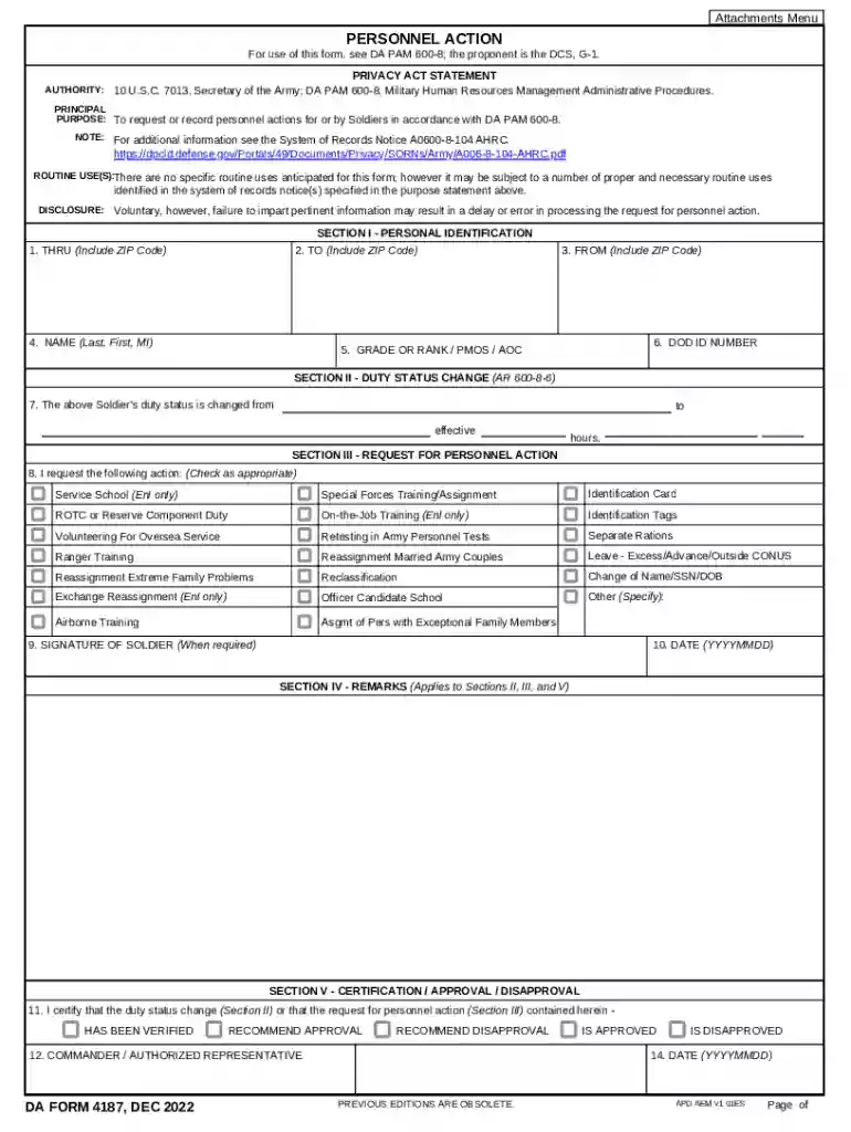 da form 4187 Preview on Page 1