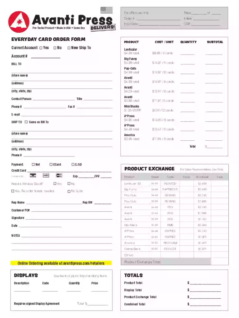 Your Avanti Greeting Card Reorder Center Preview on Page 1