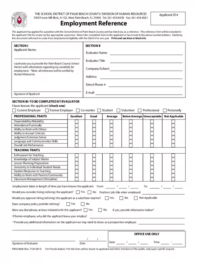 palm beach schools forms Preview on Page 1