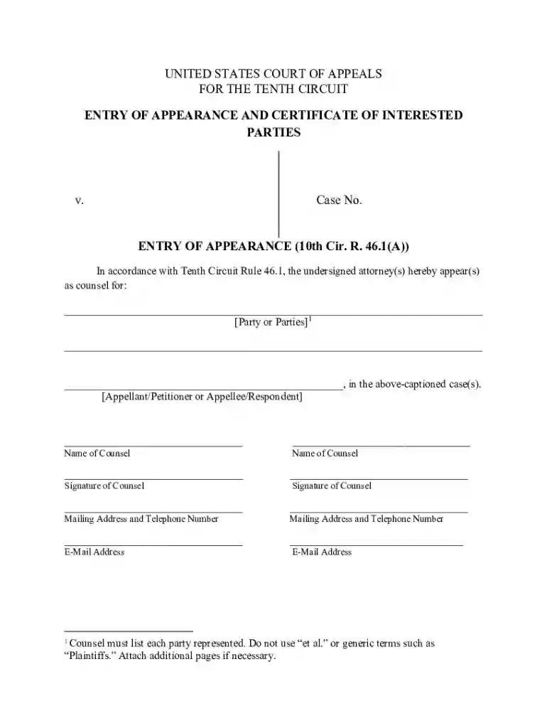 Entry of Appearance and Certificate of Interested Parties vs Preview on Page 1