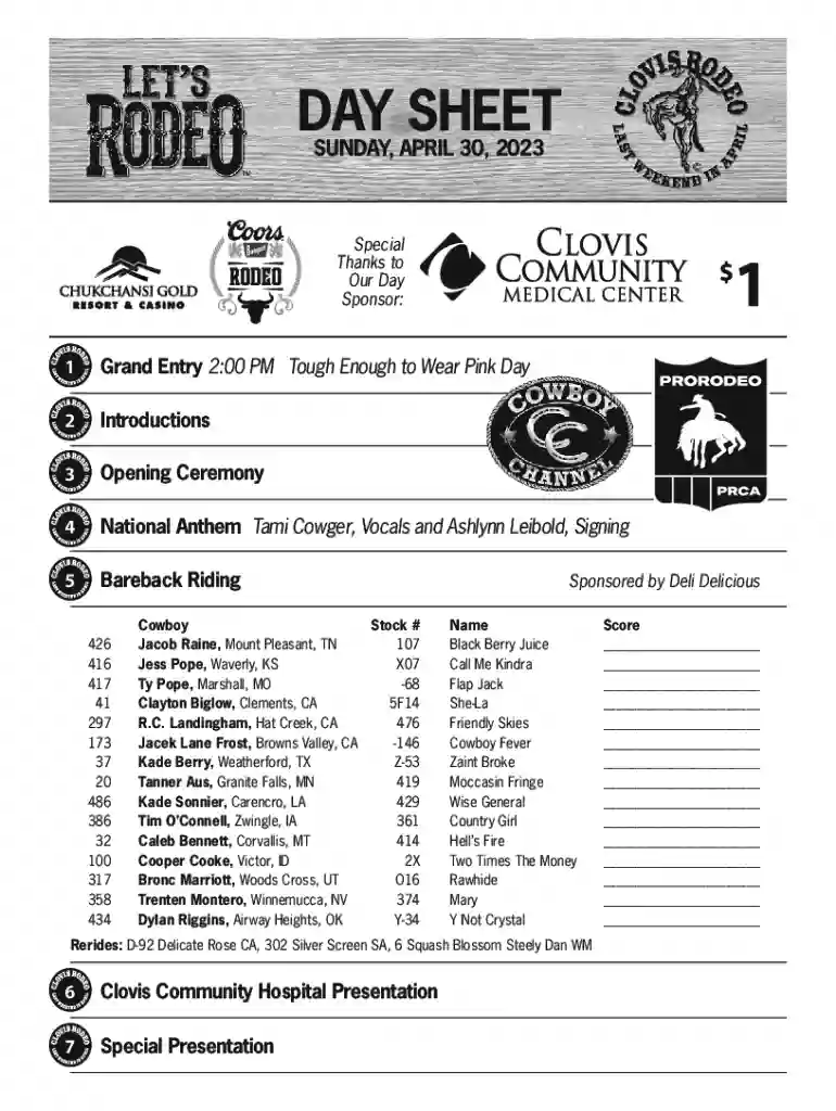 2023 clovis day sheet cowboy riding Preview on Page 1