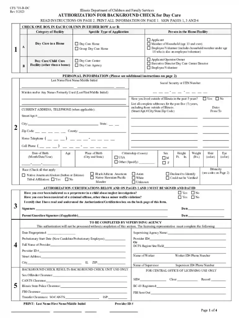 cfs-718-b-dc-authorization-for-background-check-for-day-care Preview on Page 1