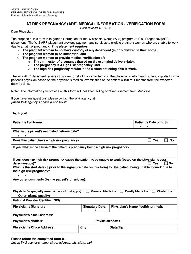 STATE OF WISCONSIN DEPARTMENT OF CHILDREN AND FAMILIES Division of Family and Economic Security AT R Preview on Page 1
