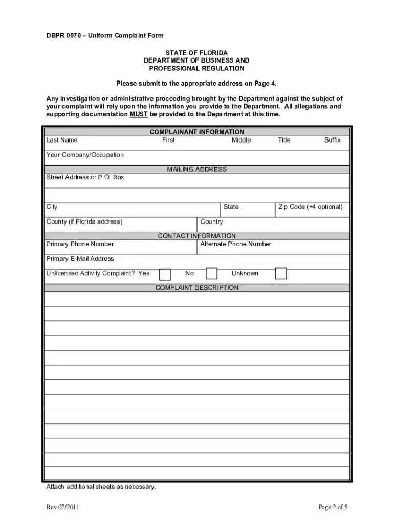florida hoa complaint form Preview on Page 1