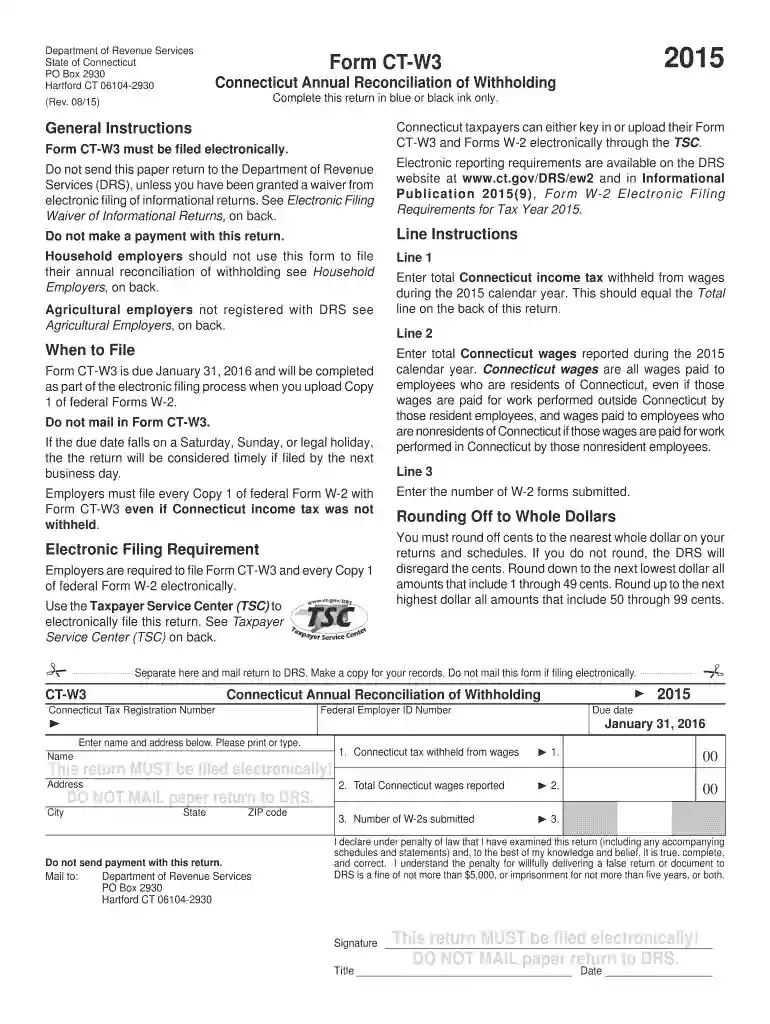 form ct w3 2015 Preview on Page 1
