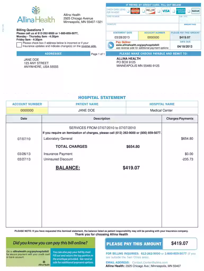 editable medical bill template pdf Preview on Page 1