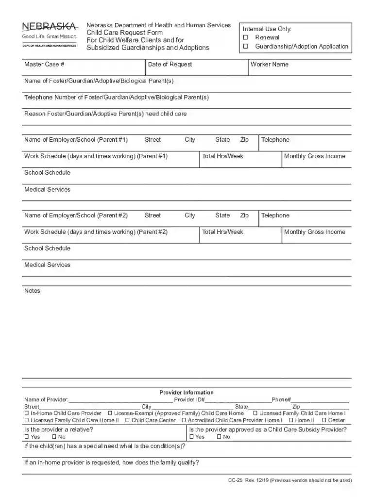 dhhs nebraska child care forms Preview on Page 1