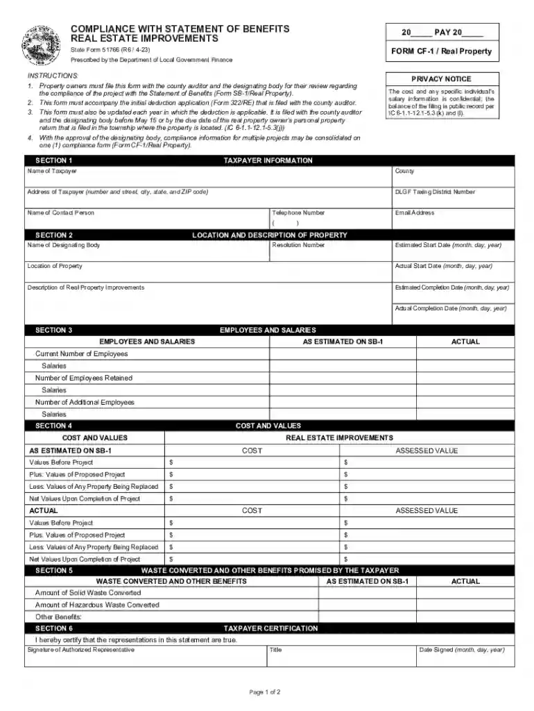 COMPLIANCE WITH STATEMENT OF BENEFITS REAL Preview on Page 1