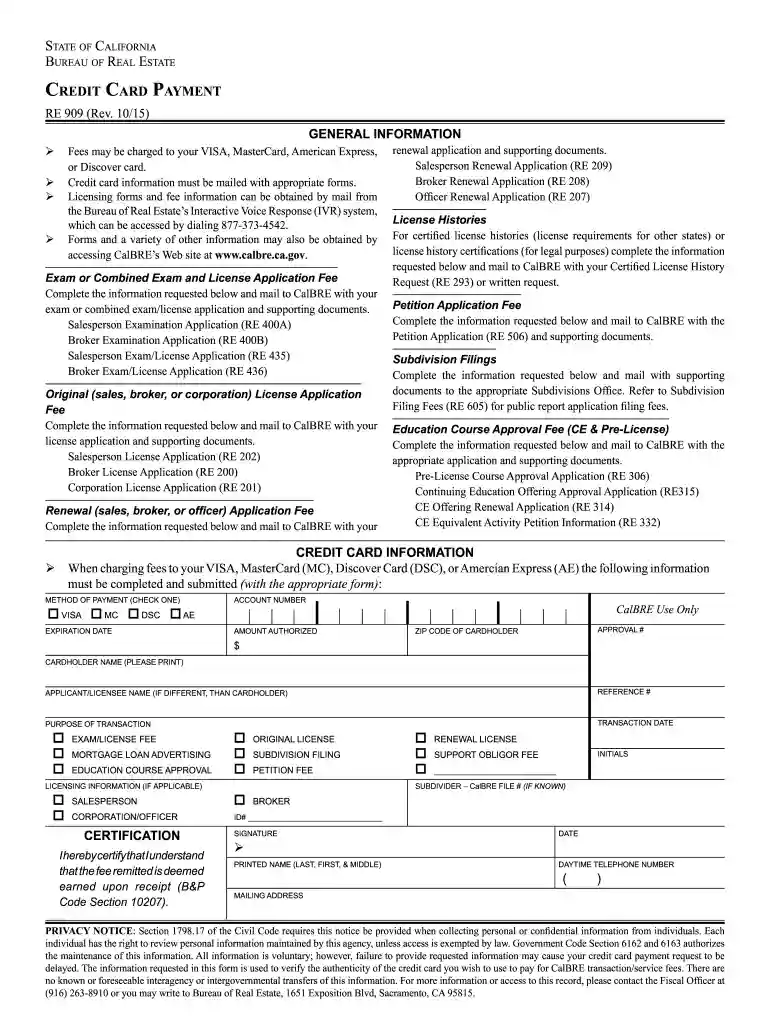 re 909 form Preview on Page 1