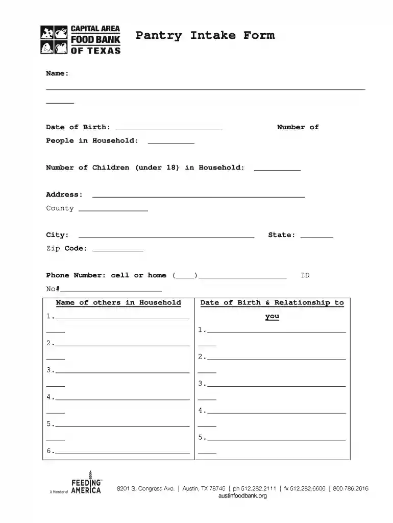 food bank form Preview on Page 1