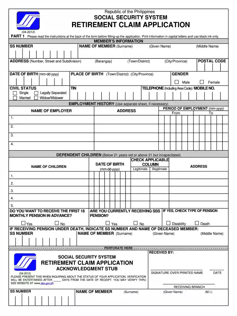 sss retirement requirements documents Preview on Page 1