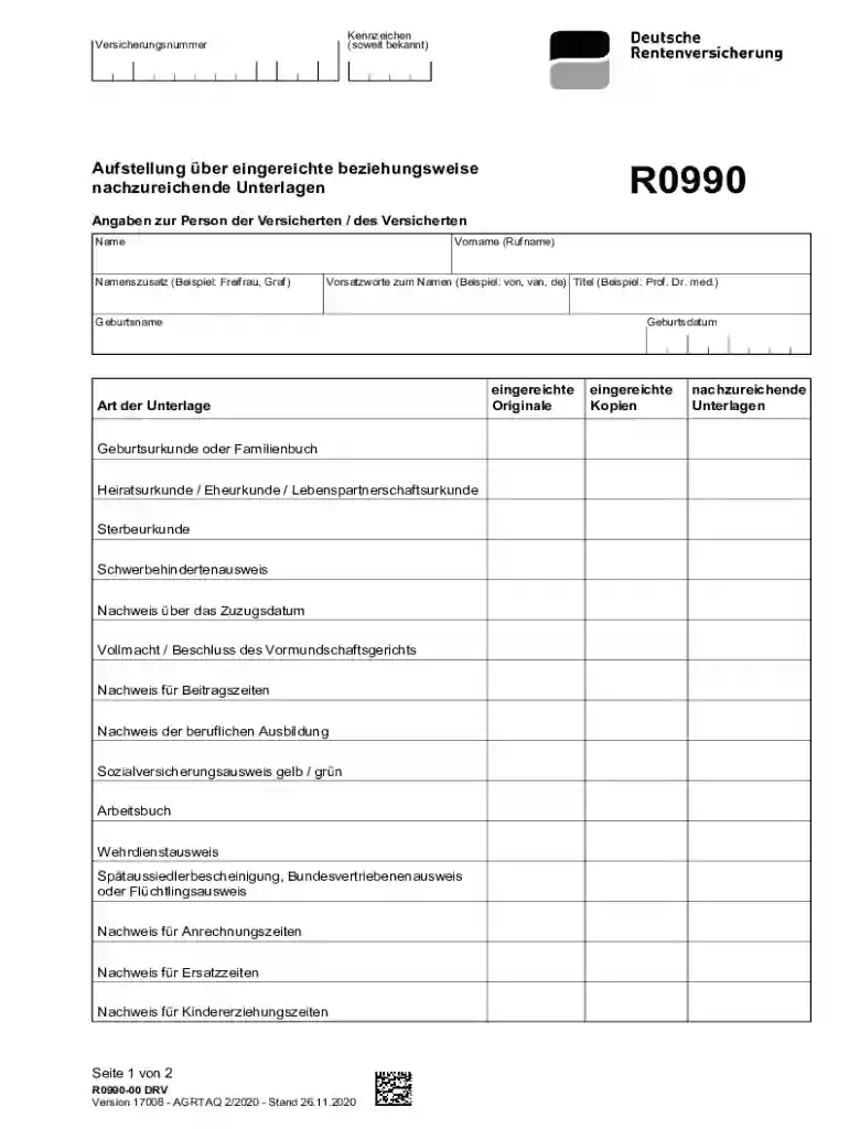 deutsche rentenversicherung nachzureichende unterlagen Preview on Page 1