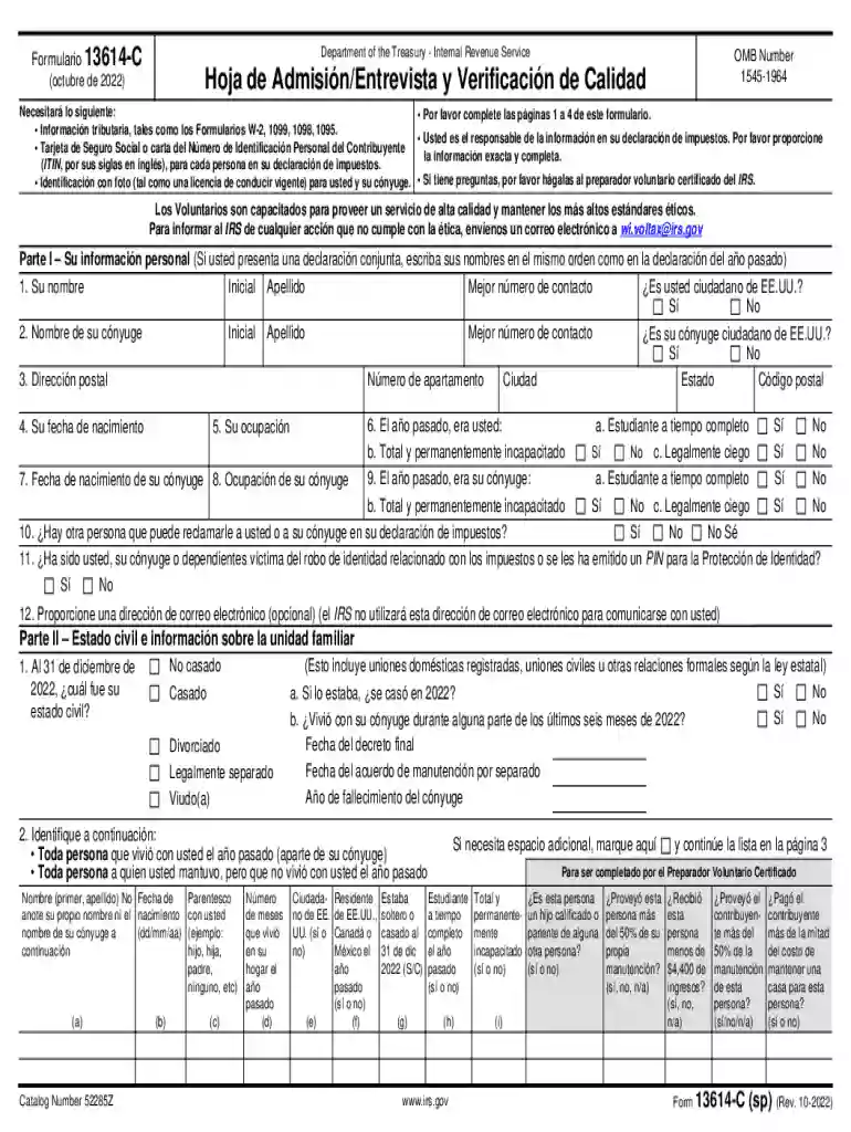 Form 13614 C - Fill Online, Printable, Fillable, Blank Preview on Page 1