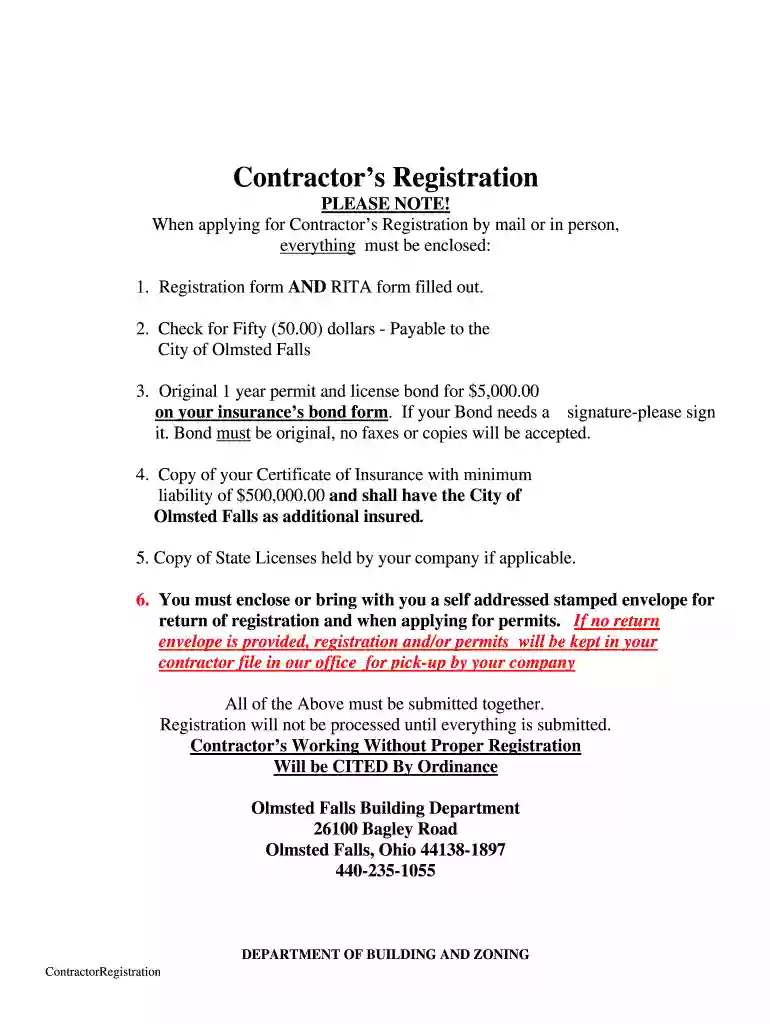city of parma contractor registration Preview on Page 1