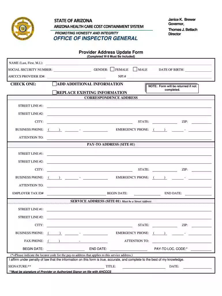 ahcccs address change Preview on Page 1