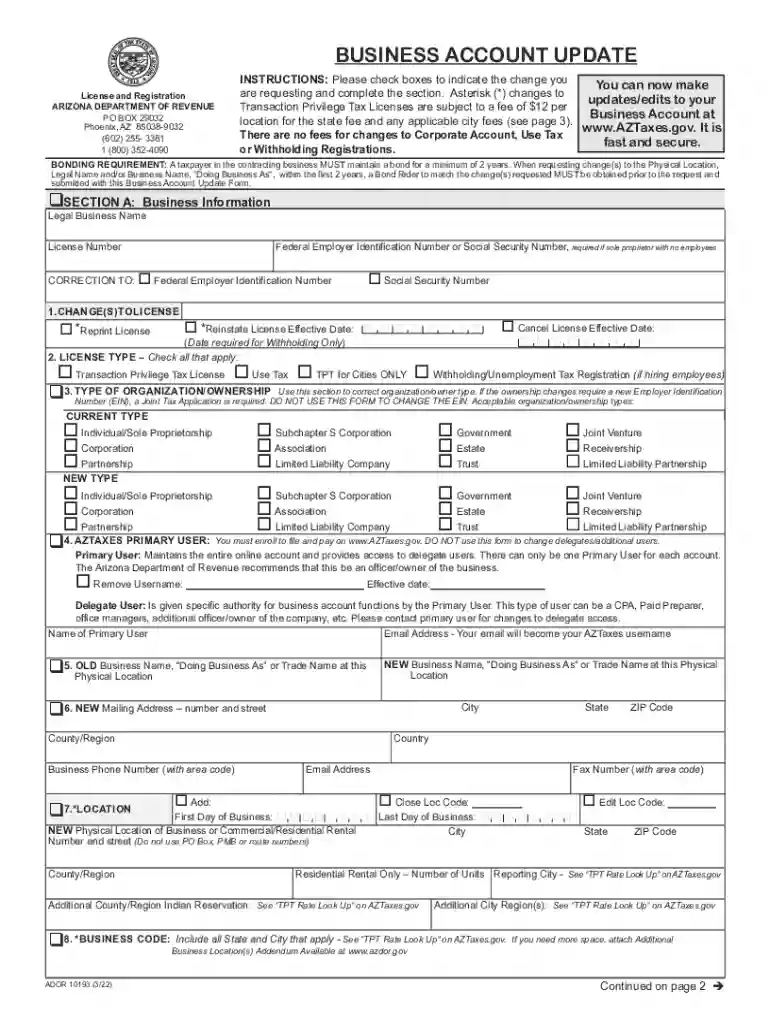 arizona form 10193 Preview on Page 1