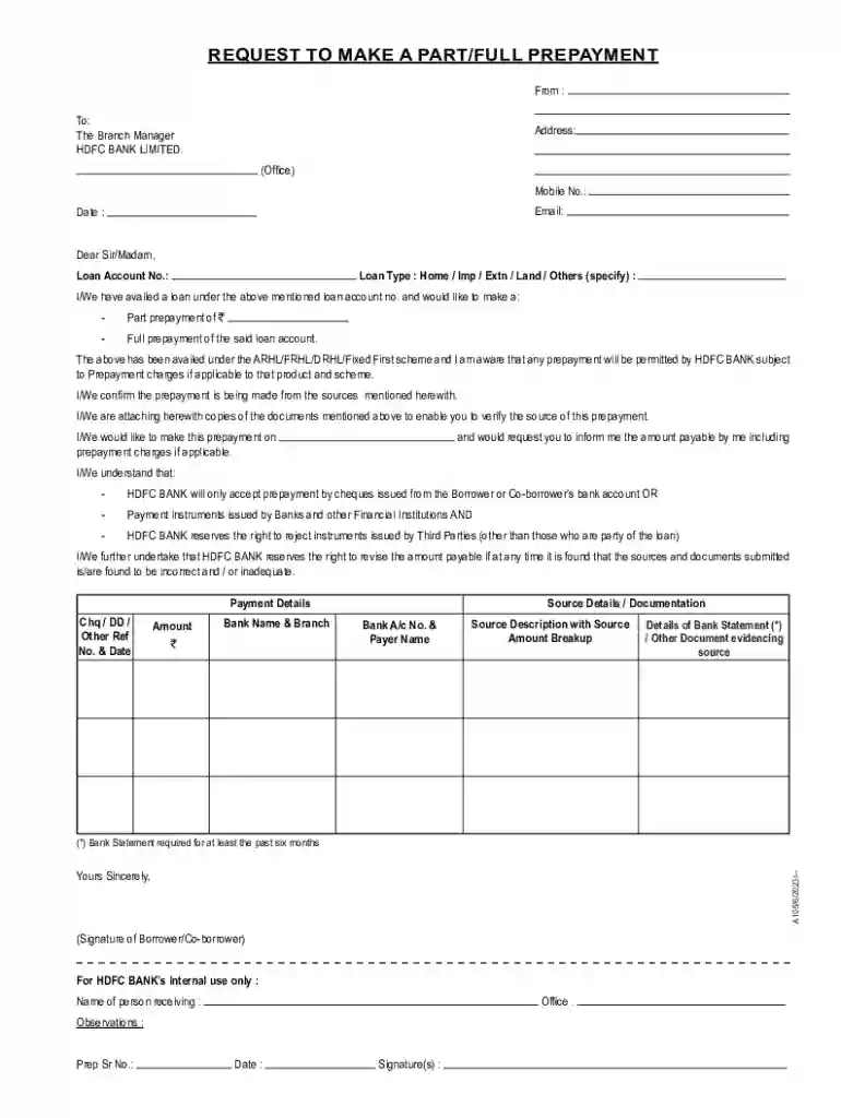 prepayment request letter sample Preview on Page 1