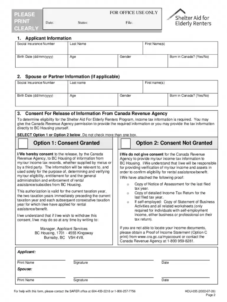 safer bc housing application Preview on Page 1