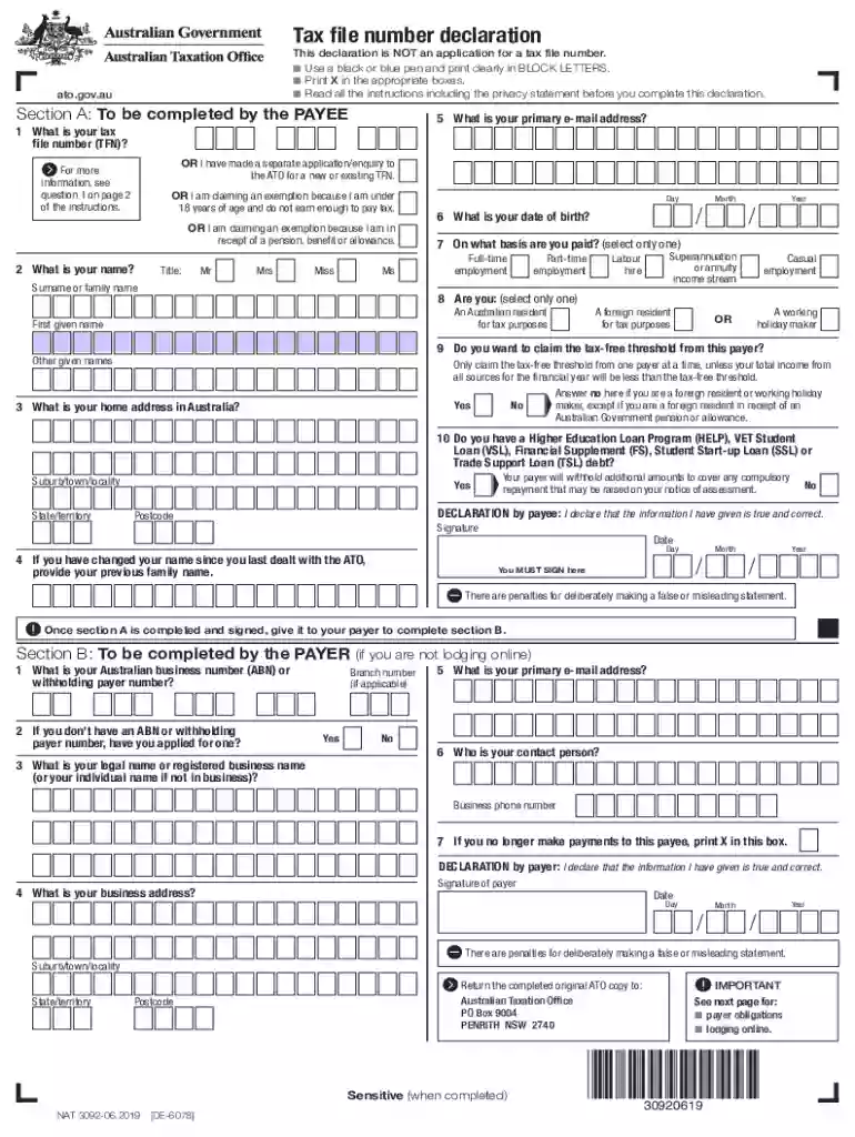 tfn declaration form download 2024 Preview on Page 1