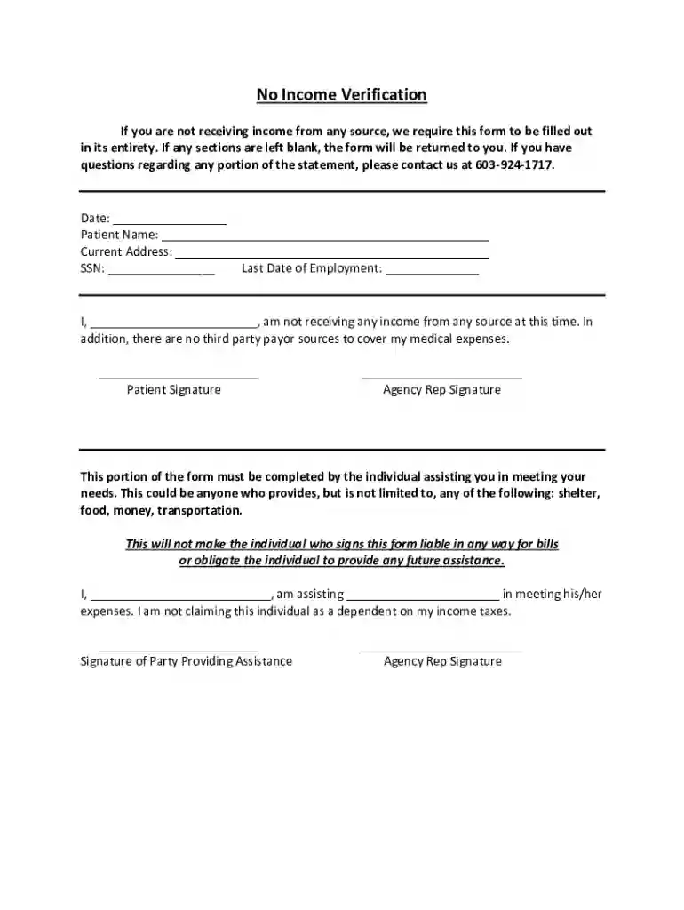 no income letter pdf Preview on Page 1