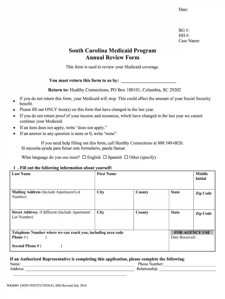 sc medicaid annual review Preview on Page 1