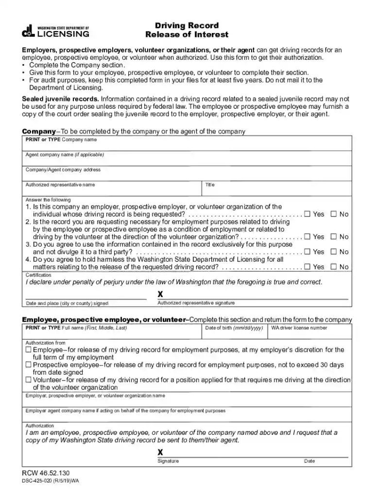driving record release form Preview on Page 1