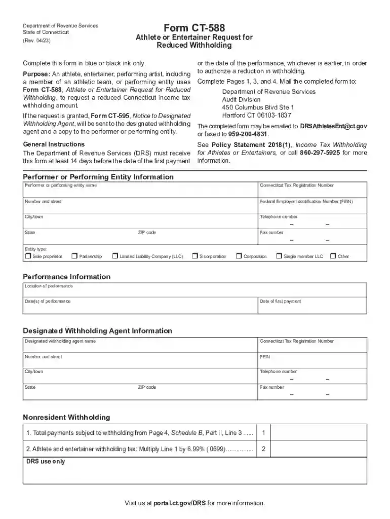 Connecticut form ct 588: Fill out and sign online Preview on Page 1