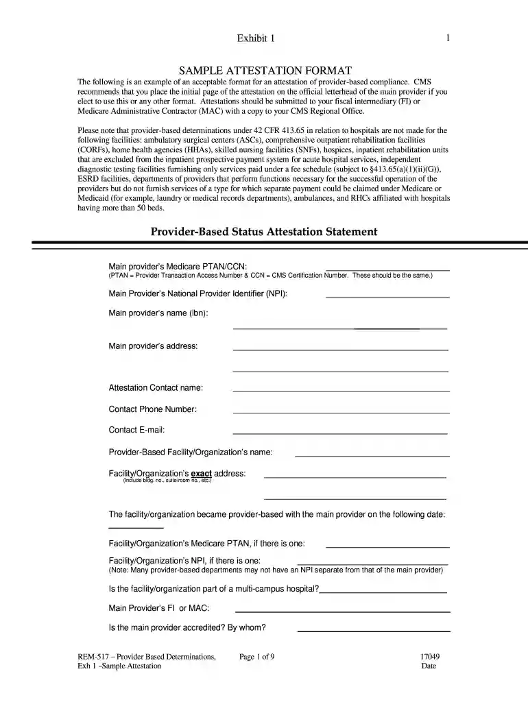 attestation form example Preview on Page 1