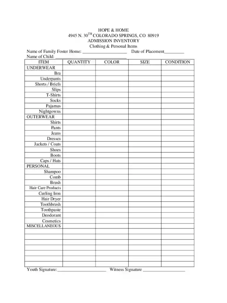 admission inventory Preview on Page 1