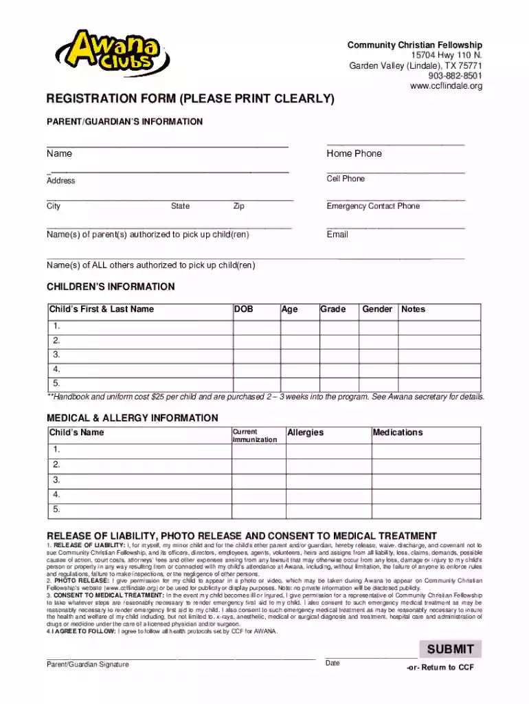 registration form (please print clearly) Preview on Page 1