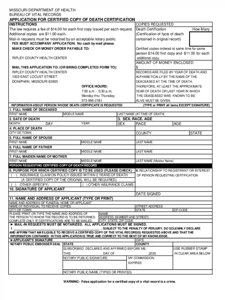 Birth & Death CertificatesSt Joseph, MO - Official Website Preview on Page 1
