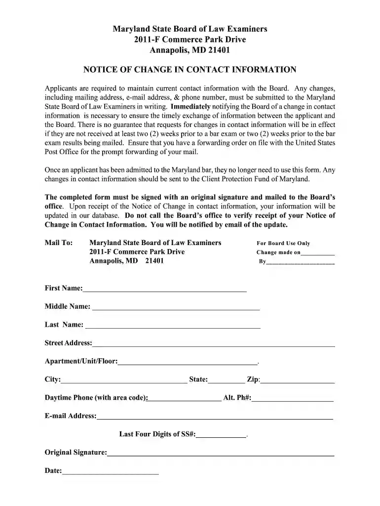maryland notice change contact edit Preview on Page 1