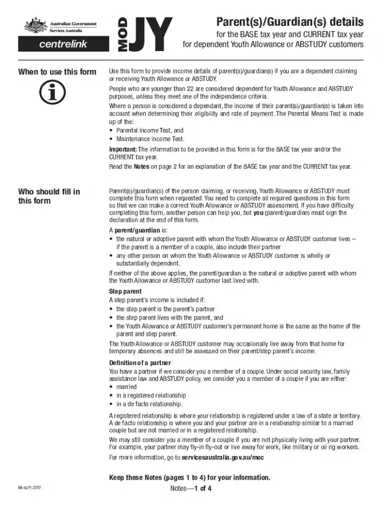 modjy form centerlink Preview on Page 1