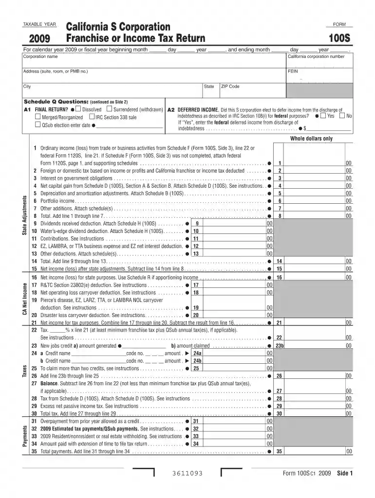 form 100s Preview on Page 1