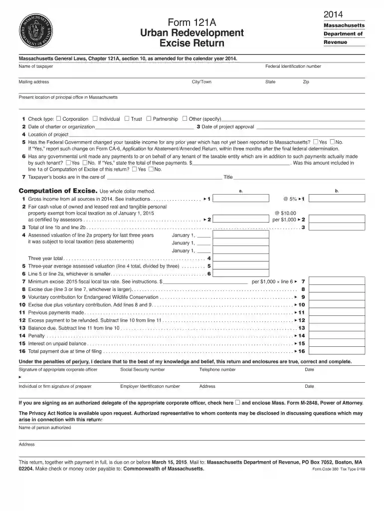121a return 2014 form Preview on Page 1
