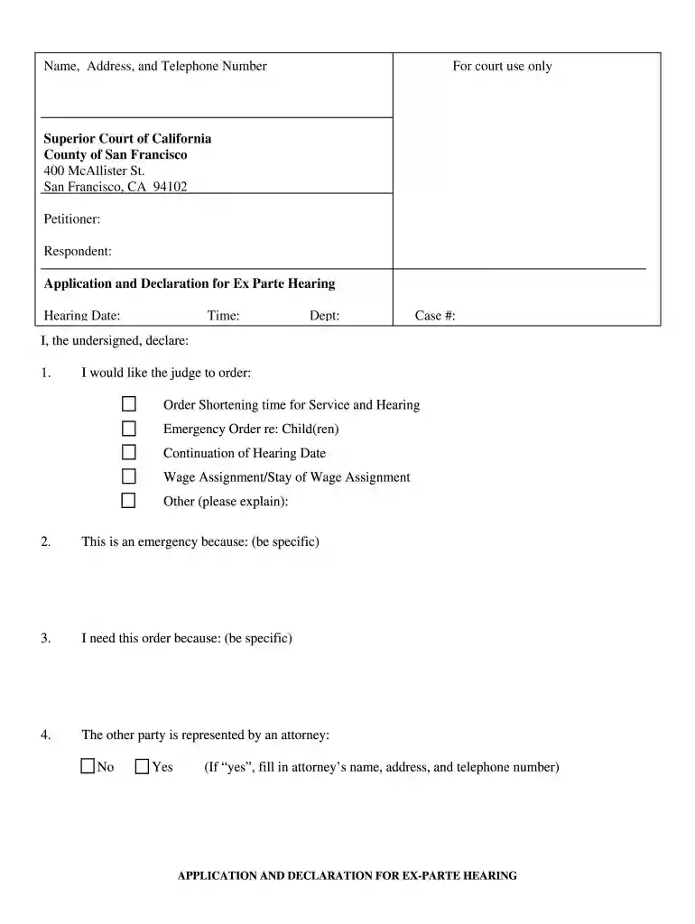 ex parte hearing Preview on Page 1