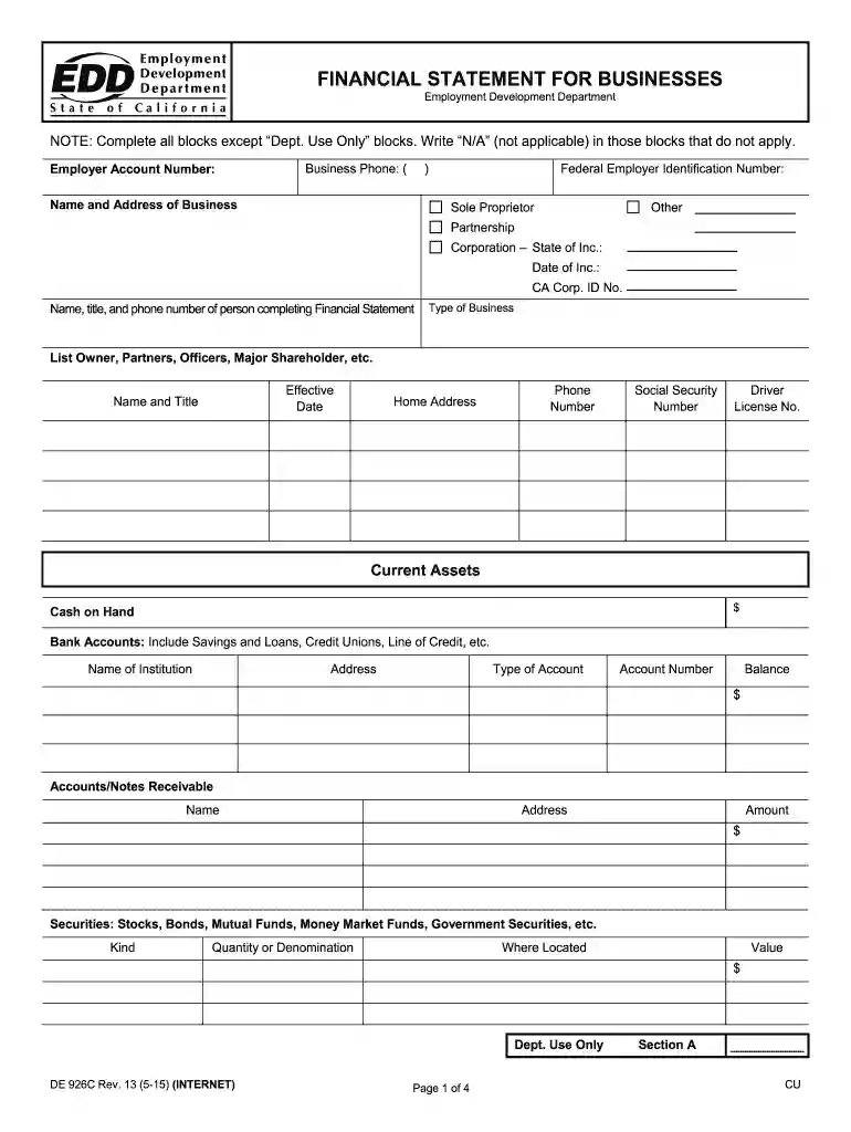 personal financial statement de 1446 Preview on Page 1