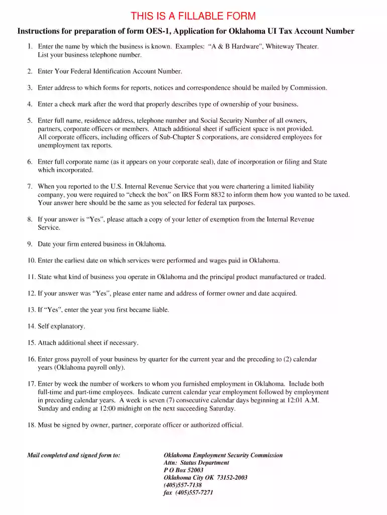 oklahoma unemployment account number Preview on Page 1