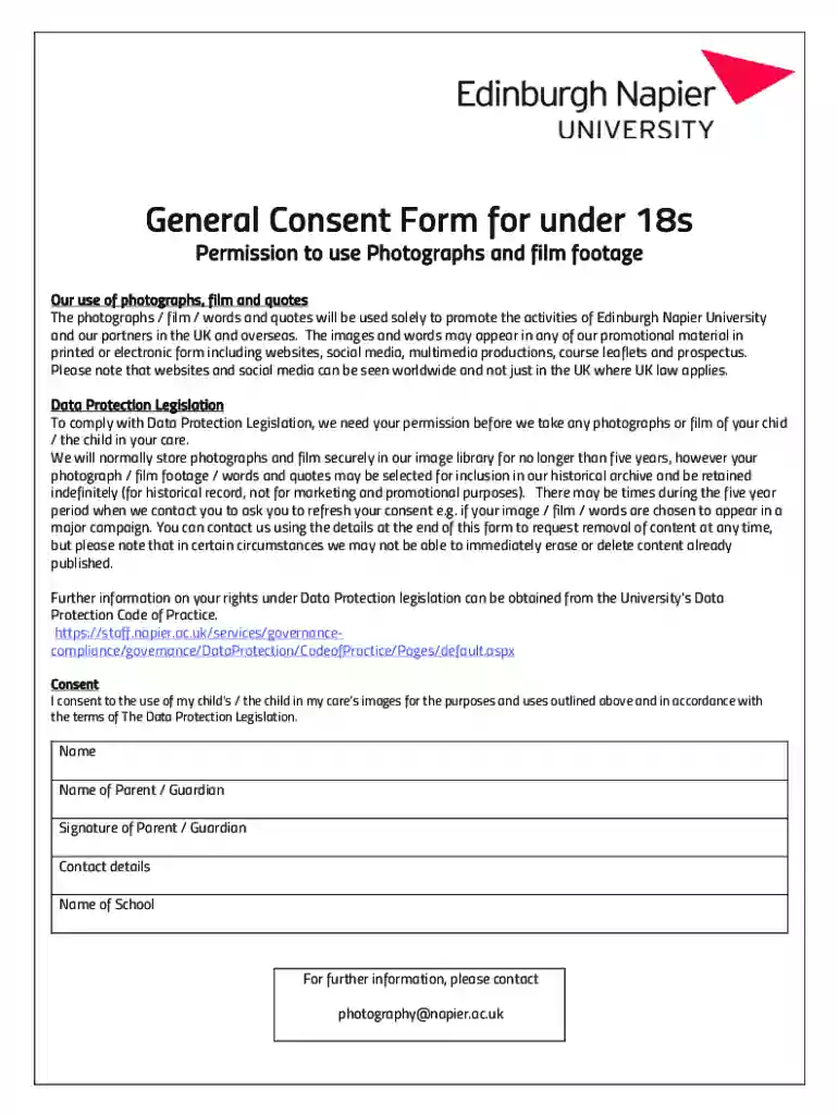 photo and video consent form template Preview on Page 1
