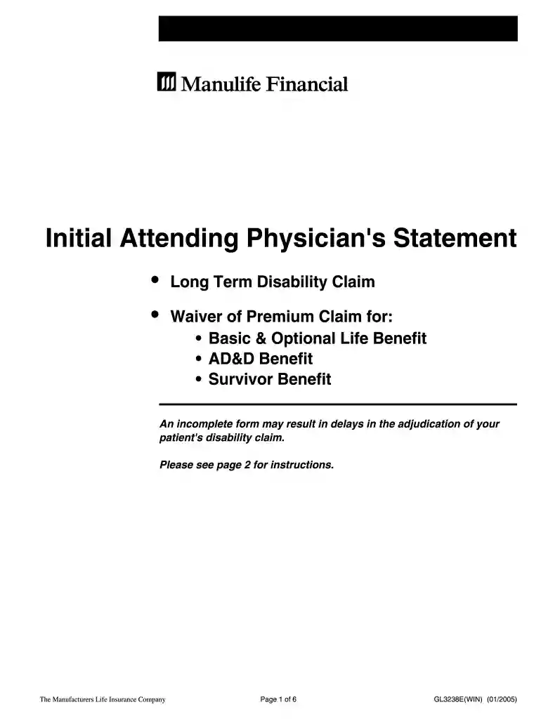 manulife attending physician statement form Preview on Page 1