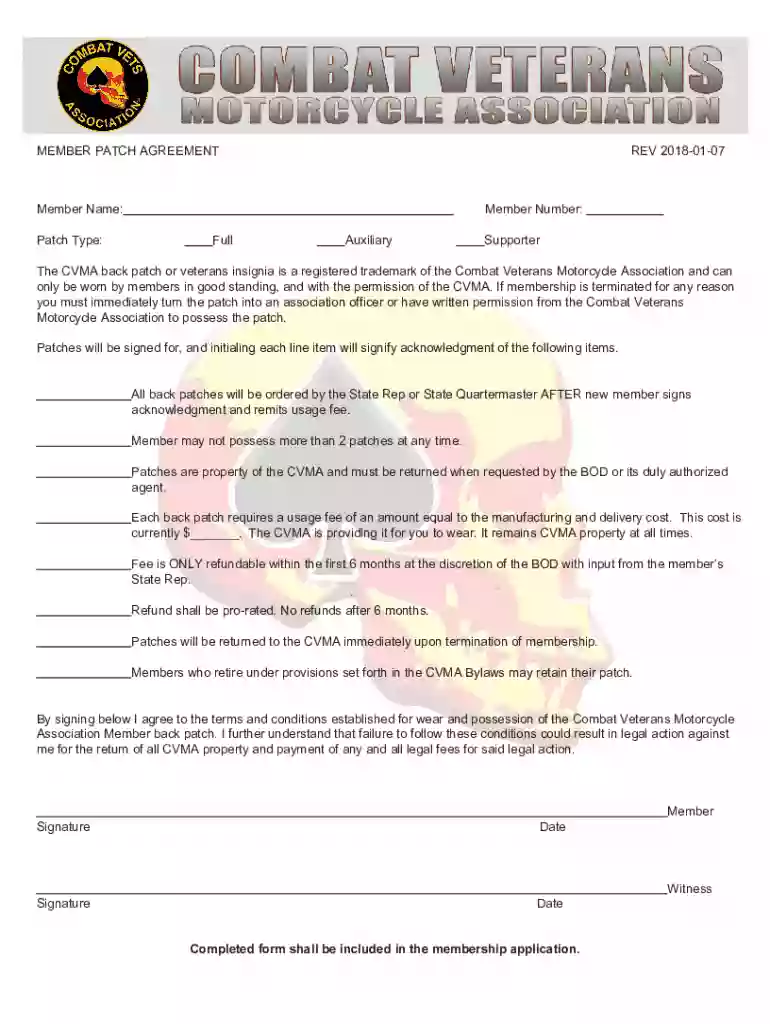 Member Patch Agreement Preview on Page 1