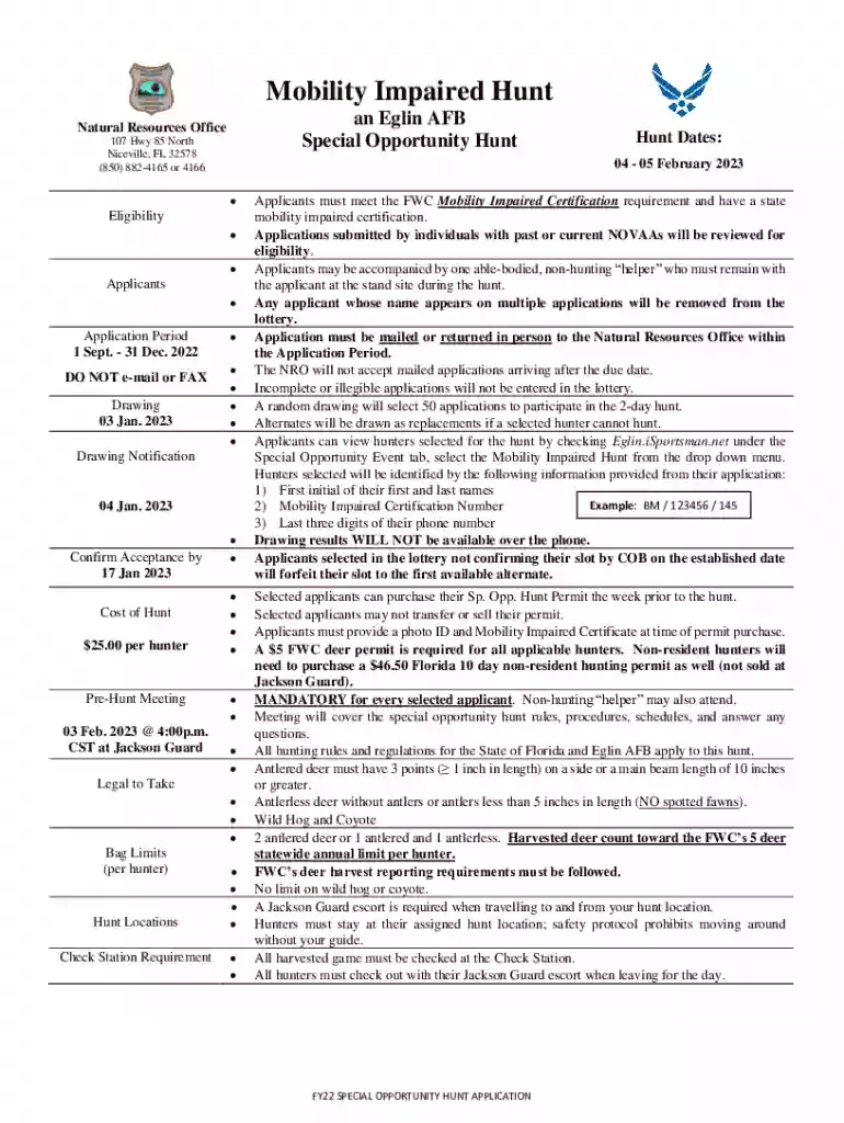 Buy a permit before accessing the Eglin reservation Preview on Page 1