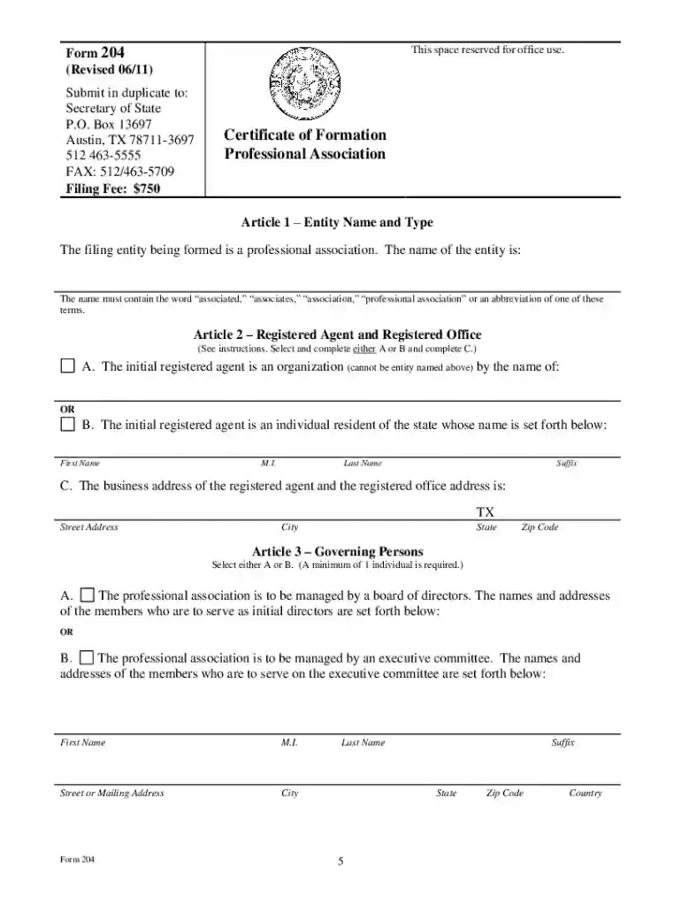 certificate of formation example Preview on Page 1