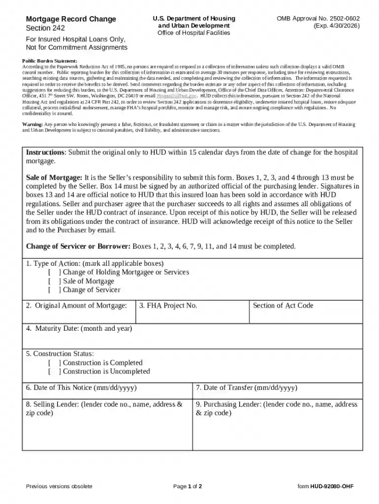 The Office of Hospital Facilities (OHF) administers FHA's Preview on Page 1
