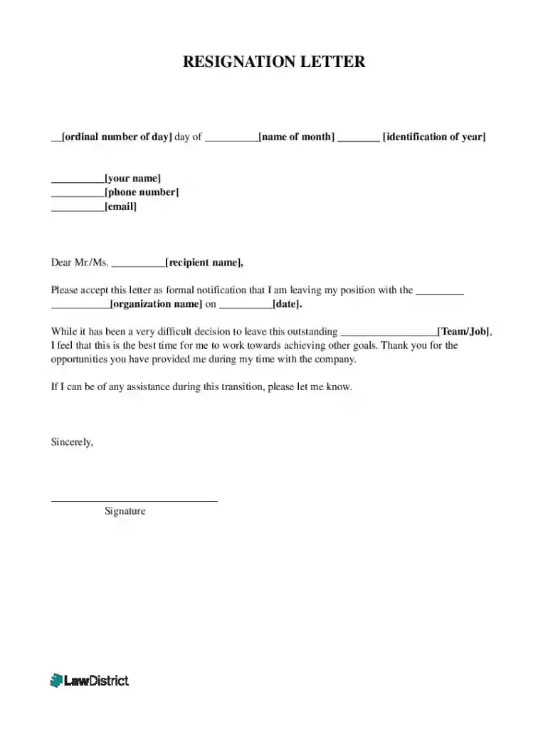 resignation-letter-template Preview on Page 1
