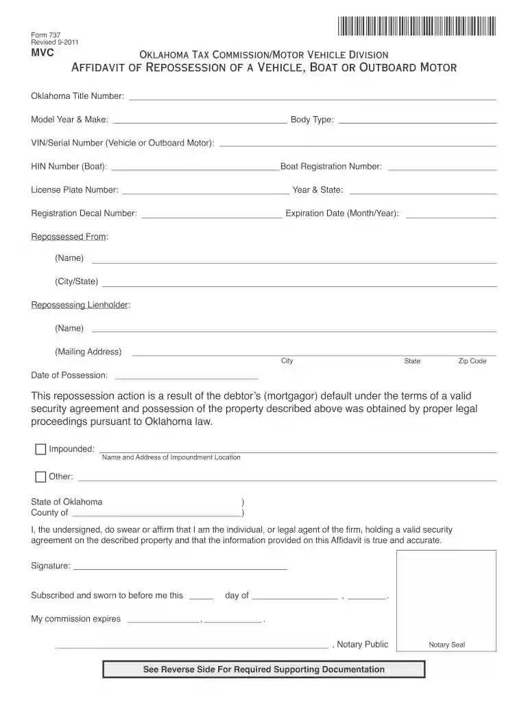 affidavit of repossession Preview on Page 1