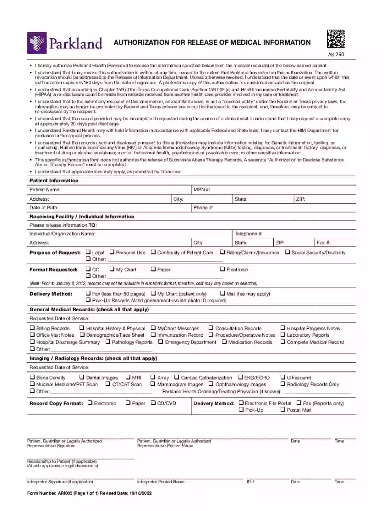 parkland hospital discharge papers Preview on Page 1