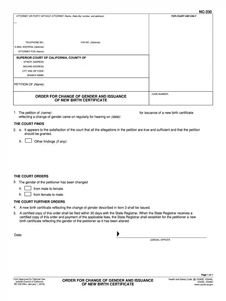 OF NEW BIRTH CERTIFICATE - courts ca Preview on Page 1